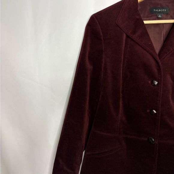 Talbots Women's Blazer Velvet Burgundy Size 10 - Picture 3 of 10